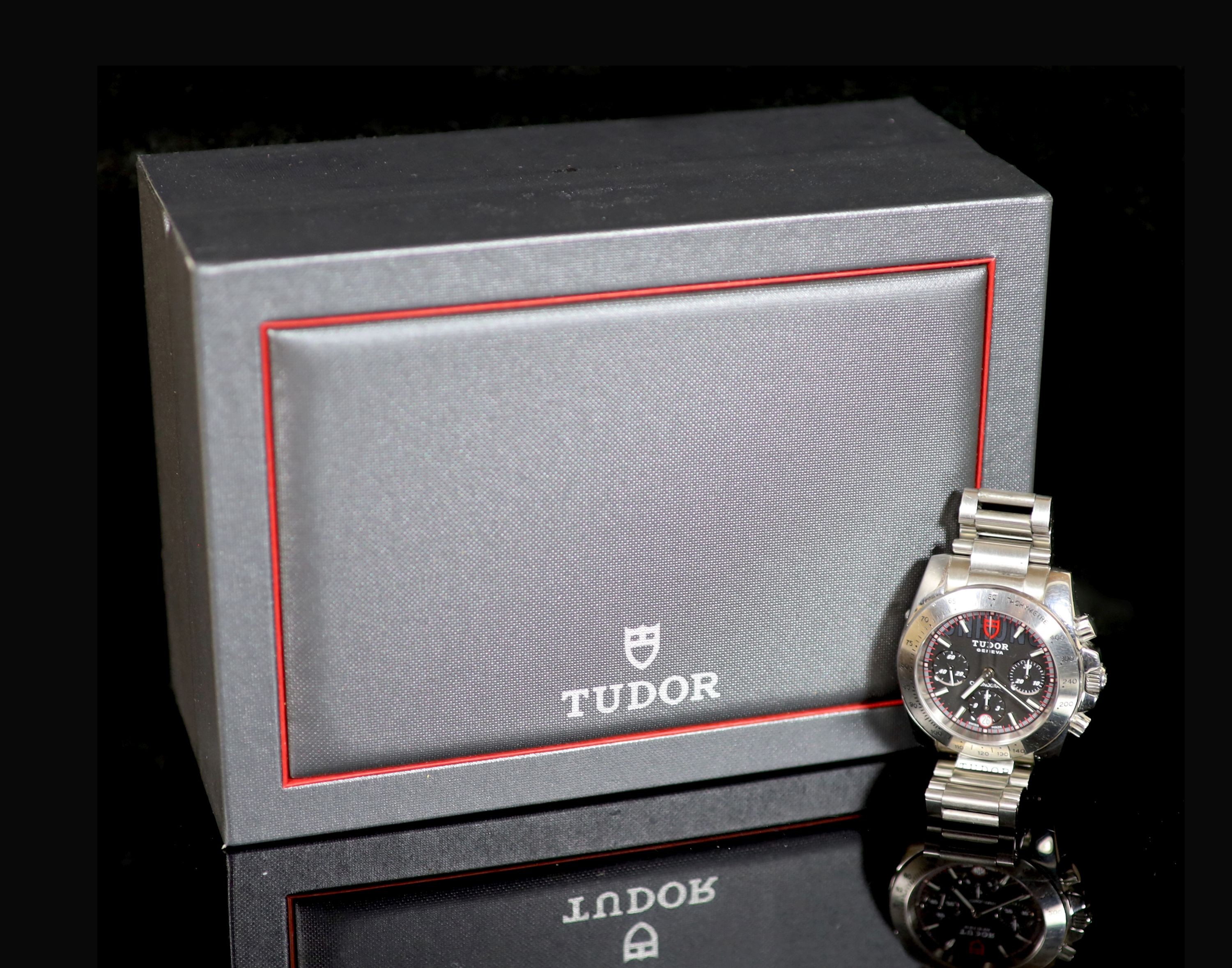 A gentleman's 2011 stainless steel Tudor Chronograph automatic wrist watch, on a stainless steel Tudor bracelet